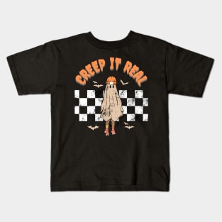 Retro Creep It Real Ghost Girl Boy Halloween Costume Kids T-Shirt